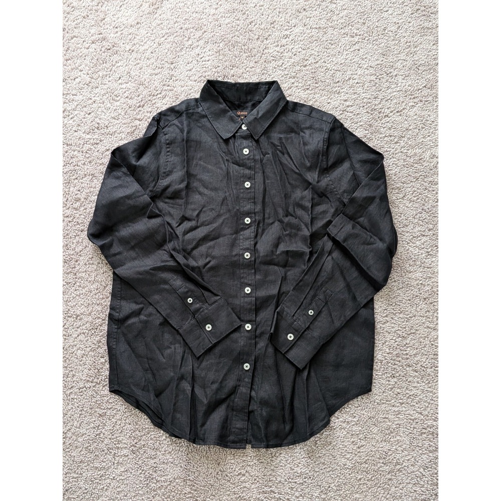 Quince 100% European Linen Long Sleeve Shirt Women's Medium Black NWT